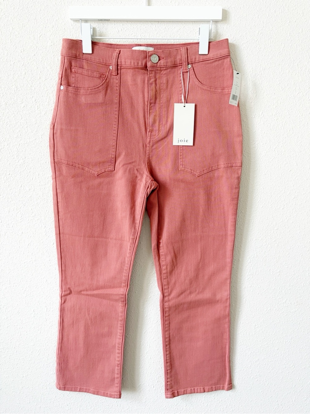 Joie Shally High Rise Cropped Jean Guava Straight Leg Patch Pocket Size 31